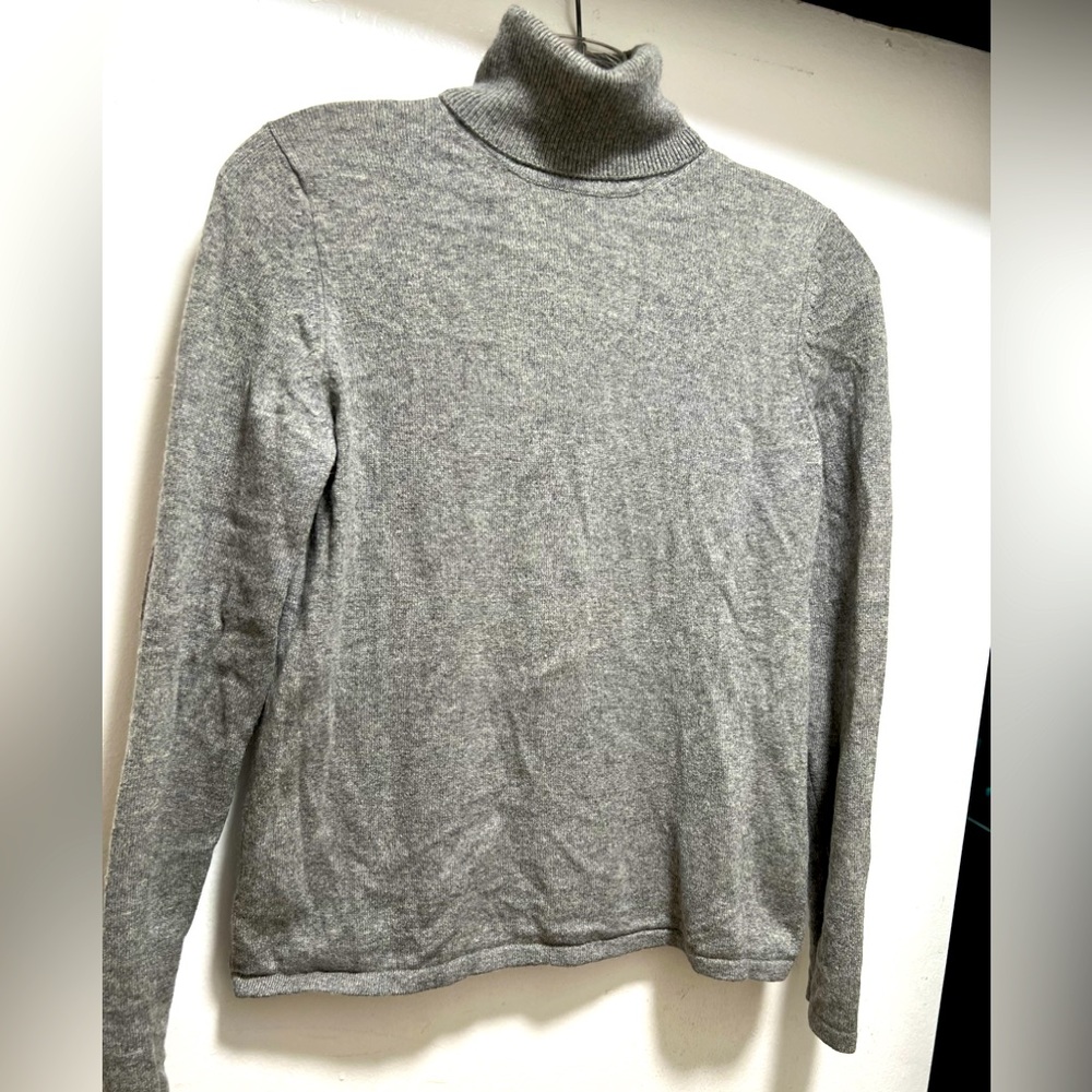 Petite Sophisticate Womens Gray Turtleneck 100% Cashmere Pullover Sweater size P